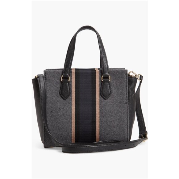 NWT KATE SPADE Charcoal Grey & Navy Jackson Street Small Hayden Satchel RARE - Picture 3 of 13
